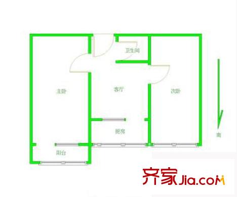 三义庙小区户型图户型图 2室1厅1卫1厨
