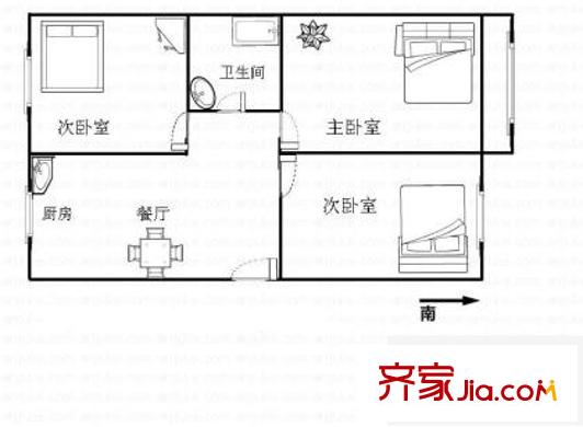 三义庙小区户型图户型图 3室1厅1卫1厨