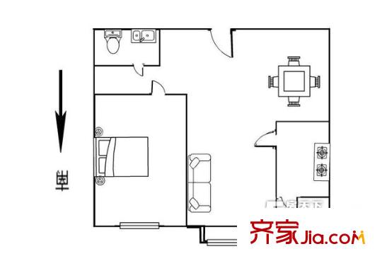 椿楸家园户型图户型图 1室1厅1卫1厨