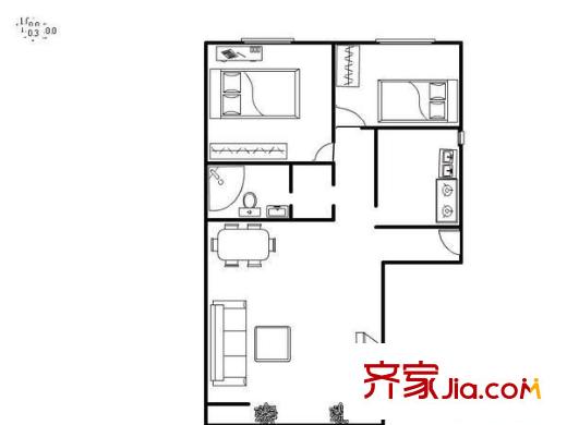 宝盛北里 2室 户型图