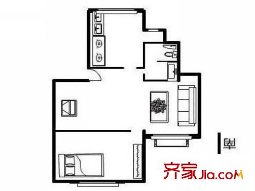 宝盛北里 1室 户型图