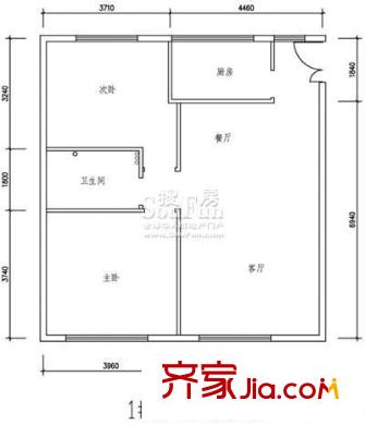 方庄6号户型图1号楼2单元B1户型 2室2厅1卫1厨