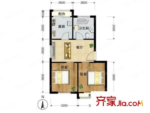 龙乡小区 2室 户型图