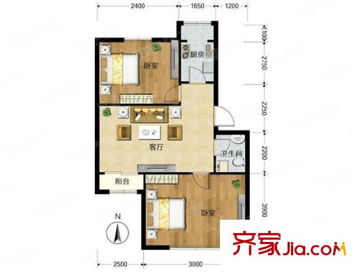 龙乡小区 2室 户型图