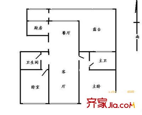 龙兴园中区户型图户型图 2室2厅2卫1厨