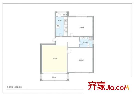 龙跃苑三区户型图户型图 2室1厅1卫1厨