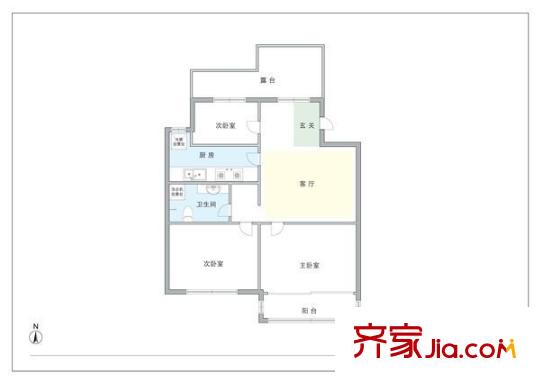 龙跃苑三区户型图户型图 3室1厅1卫1厨
