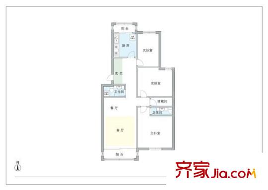 龙跃苑三区户型图户型图 4室2厅1卫1厨