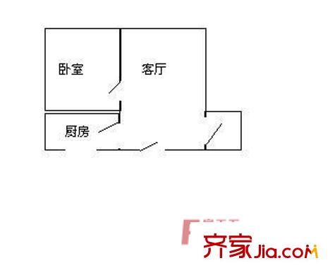 北关东路户型图户型图 1室1厅1卫1厨