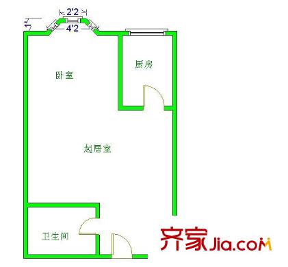 GOGO新世代户型图gogo门卫户型图 1室1厅1卫1厨