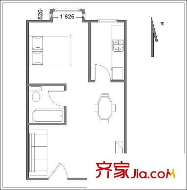 GOGO新世代户型图户型图 1室1厅1卫1厨