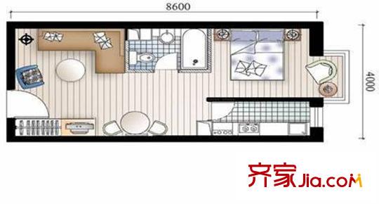 GOGO新世代户型图户型图 1室1厅1卫1厨