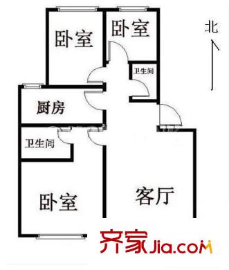 澜花语岸户型图3室 户型图 3室1厅1卫1厨