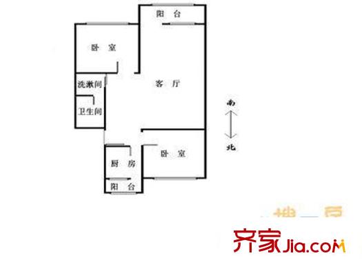 通惠南路住宅户型图户型图 2室1厅1卫1厨