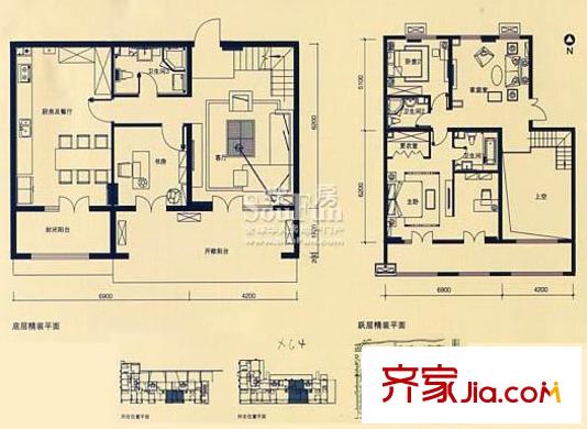 大成郡户型图XG4户型 4室3厅3卫1厨