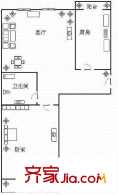 名佳花园一区户型图户型图 1室1厅1卫1厨