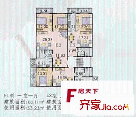 梨花园二期户型图户型图 1室1厅