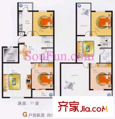 河畔丽景户型图户型图 4室3厅2卫1厨