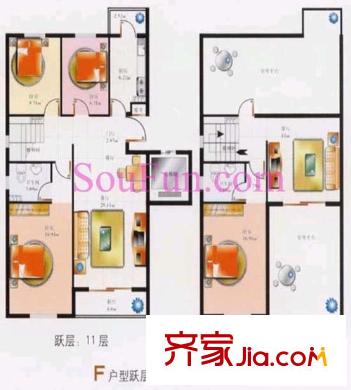 河畔丽景户型图户型图 4室3厅2卫1厨