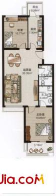 云景里户型图B户型 2室1厅2卫1厨