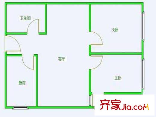 铁路小区户型图户型图 2室1厅1卫1厨