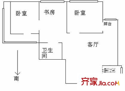 铁路小区户型图户型图 2室2厅1卫1厨