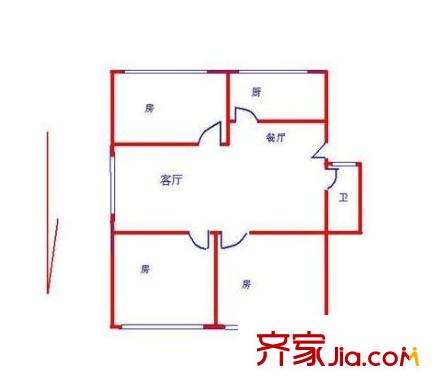 铁路小区户型图户型图 3室1厅1卫1厨