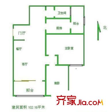 龙锦苑东三区户型图户型图 2室2厅1卫1厨