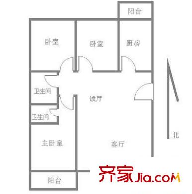龙锦苑东三区户型图户型图 3室2厅2卫1厨
