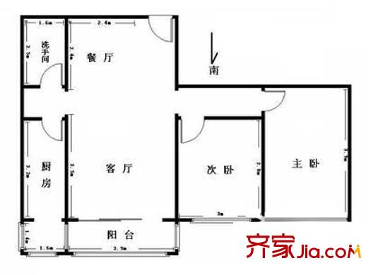 建欣苑六里户型图户型图 2室2厅1卫1厨