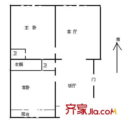 北蜂窝中路甲8号院户型图户型图 2室2厅2卫1厨