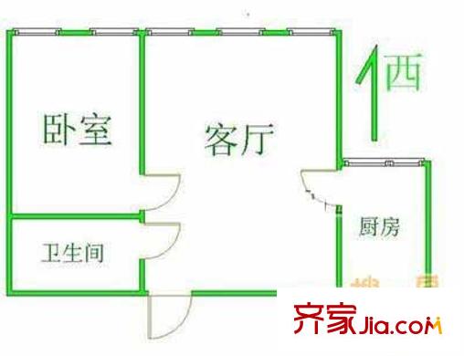 北蜂窝中路甲8号院户型图户型图 1室1厅1卫1厨