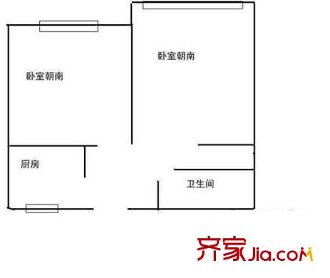 马家堡西里户型图2室户型图 2室1厅1卫1厨
