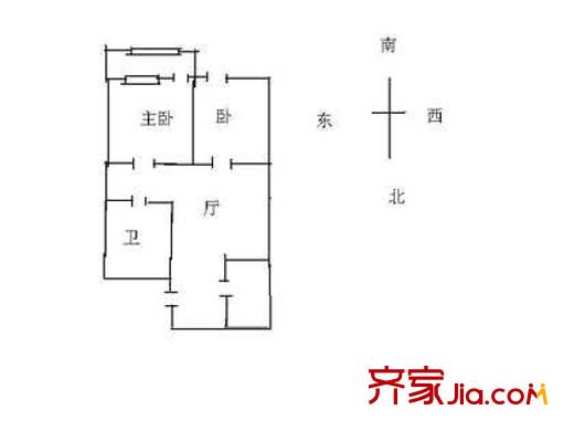 马家堡西里户型图2室户型图 2室1厅1卫1厨