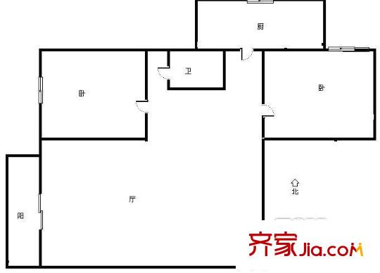龙华园西区户型图户型图 2室1厅1卫1厨