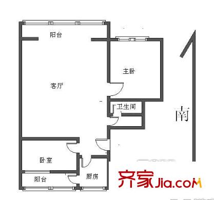 双兴北区户型图户型图 2室1厅1卫1厨
