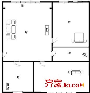 双兴北区户型图户型图 2室1厅1卫1厨