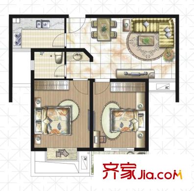 逸景灣二期6#樓格調(diào)之家 2室2廳1衛(wèi)1廚