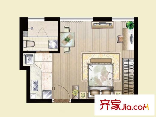 逸景灣1#樓18室戶型 1室1廳1衛(wèi)1廚