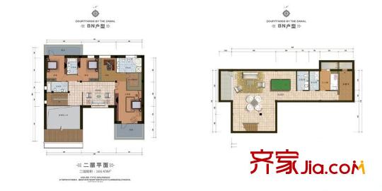 泰禾・中国院子BN户型庭院层、二层户型图 4室3厅4卫