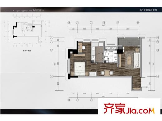 盛世香江公館1號(hào)樓B戶型 2室2廳1衛(wèi)1廚