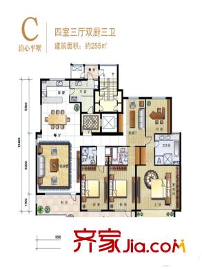 8哩岛泊心平墅C户型 4室3厅3卫2厨