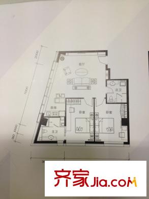 优筑户型图D户型 2室1厅1卫1厨