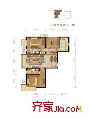 常楹公元c-1户型(售罄) 3室2厅2卫1厨