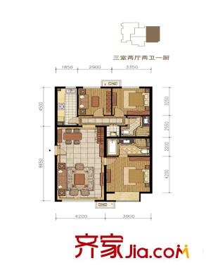 常楹公元c-2户型(售罄) 3室2厅2卫1厨