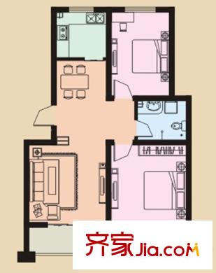 隆和伊頓陽光高層7號樓風(fēng)景人生戶型 2室2廳1衛(wèi)1廚