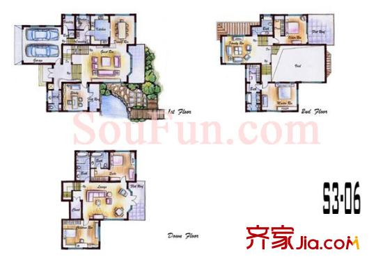 翠屏國際城別墅戶型圖戶型圖 4室 4室3廳3衛(wèi)1廚