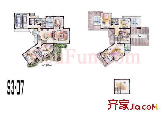 翠屏國際城別墅戶型圖戶型G54 6室2廳2衛(wèi)1廚