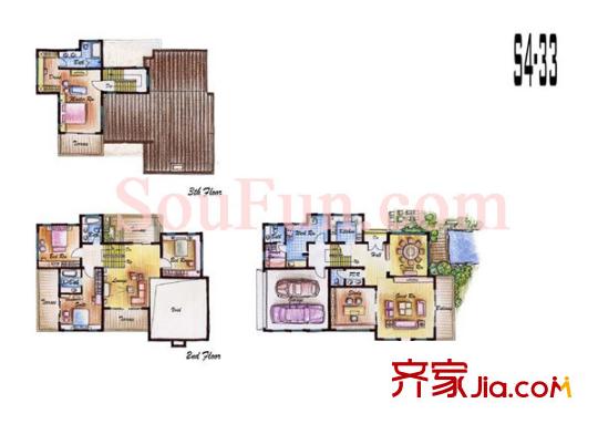 翠屏國際城別墅戶型圖戶型圖  4室 4室2廳3衛(wèi)1廚