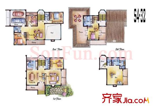 翠屏國際城別墅戶型圖戶型圖  4室 4室2廳4衛(wèi)1廚